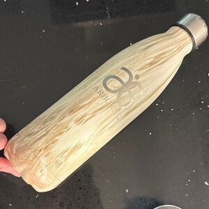 Arbonne Woodgrain-Pattern Insulated Swell Bottle - Beige and Silver